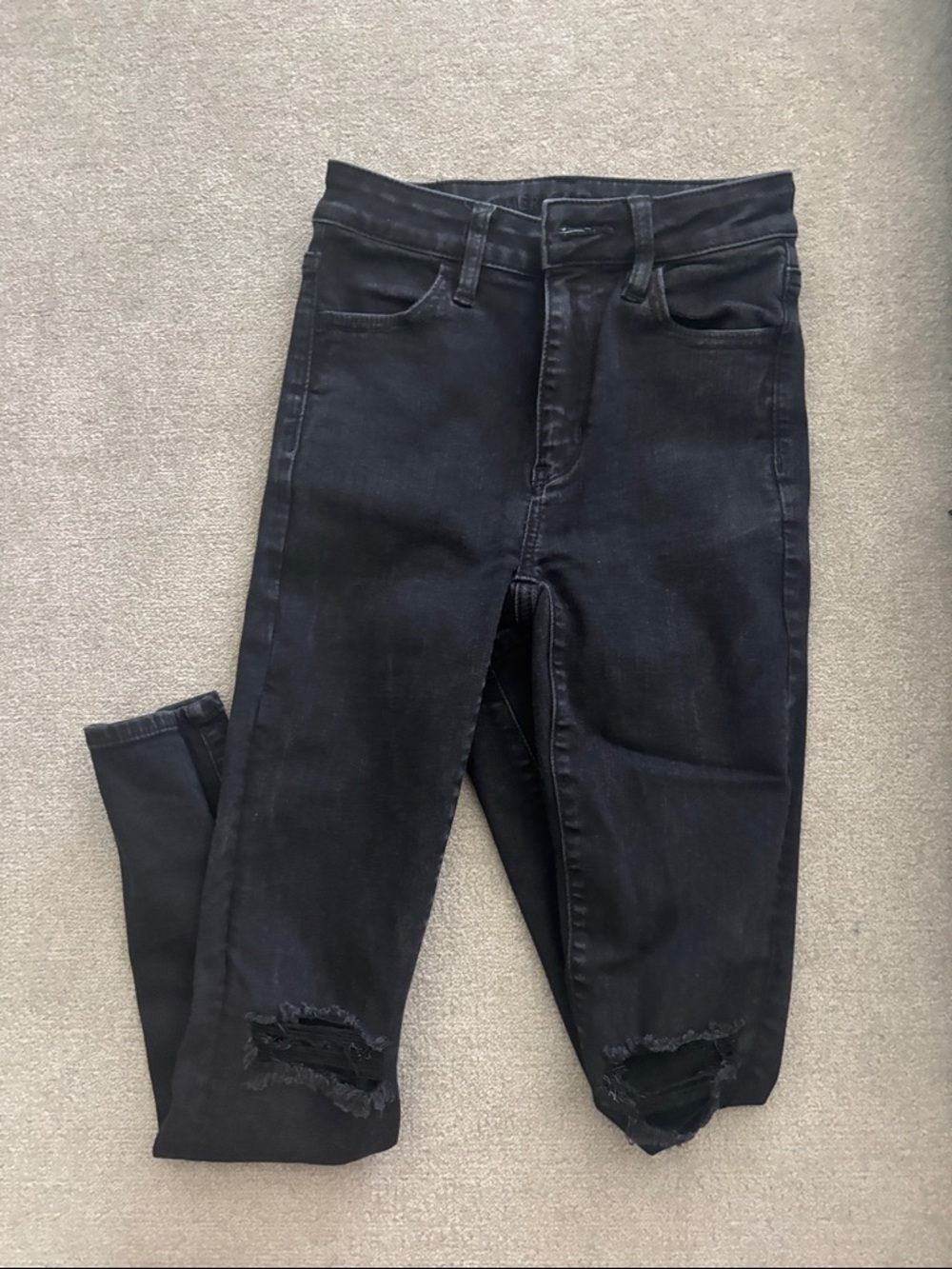 American Eagle Outfitters Black Ripped Skinny Jeans